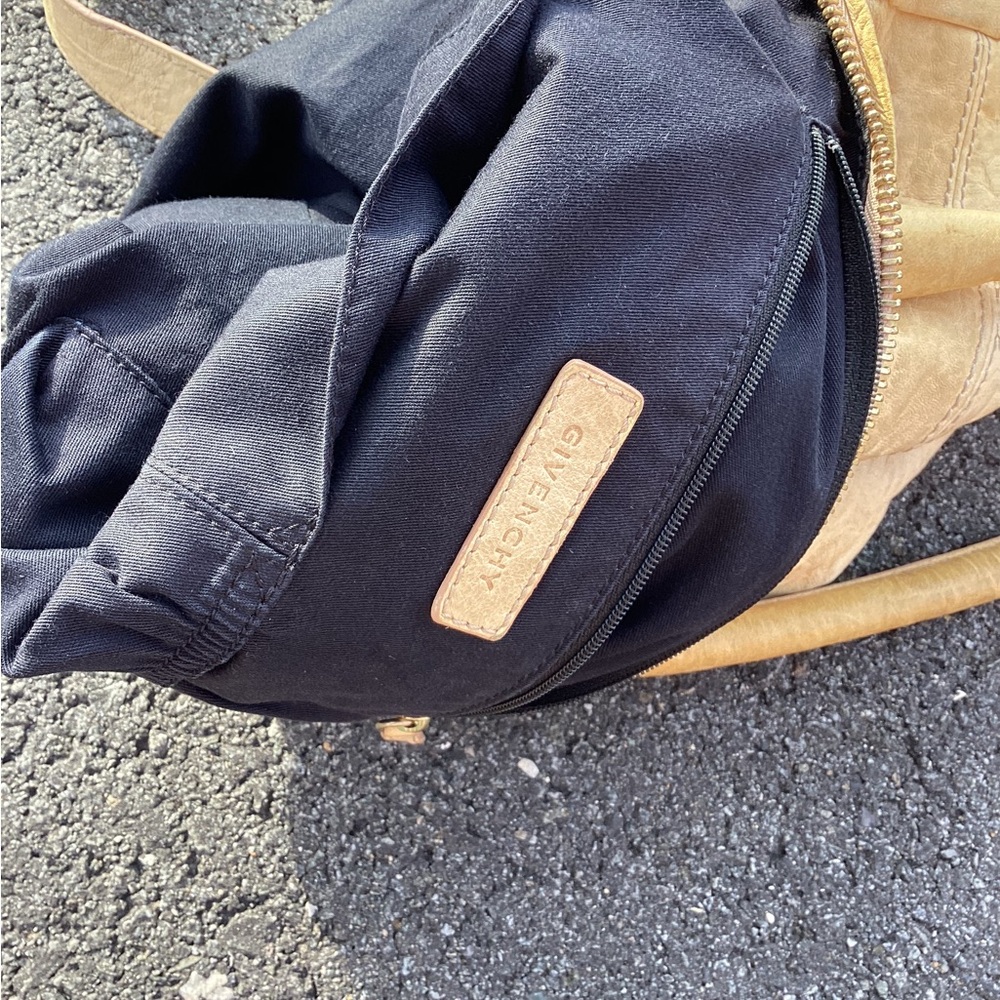 Givenchy Black and Tan Canvas Backpack with Leather Trim